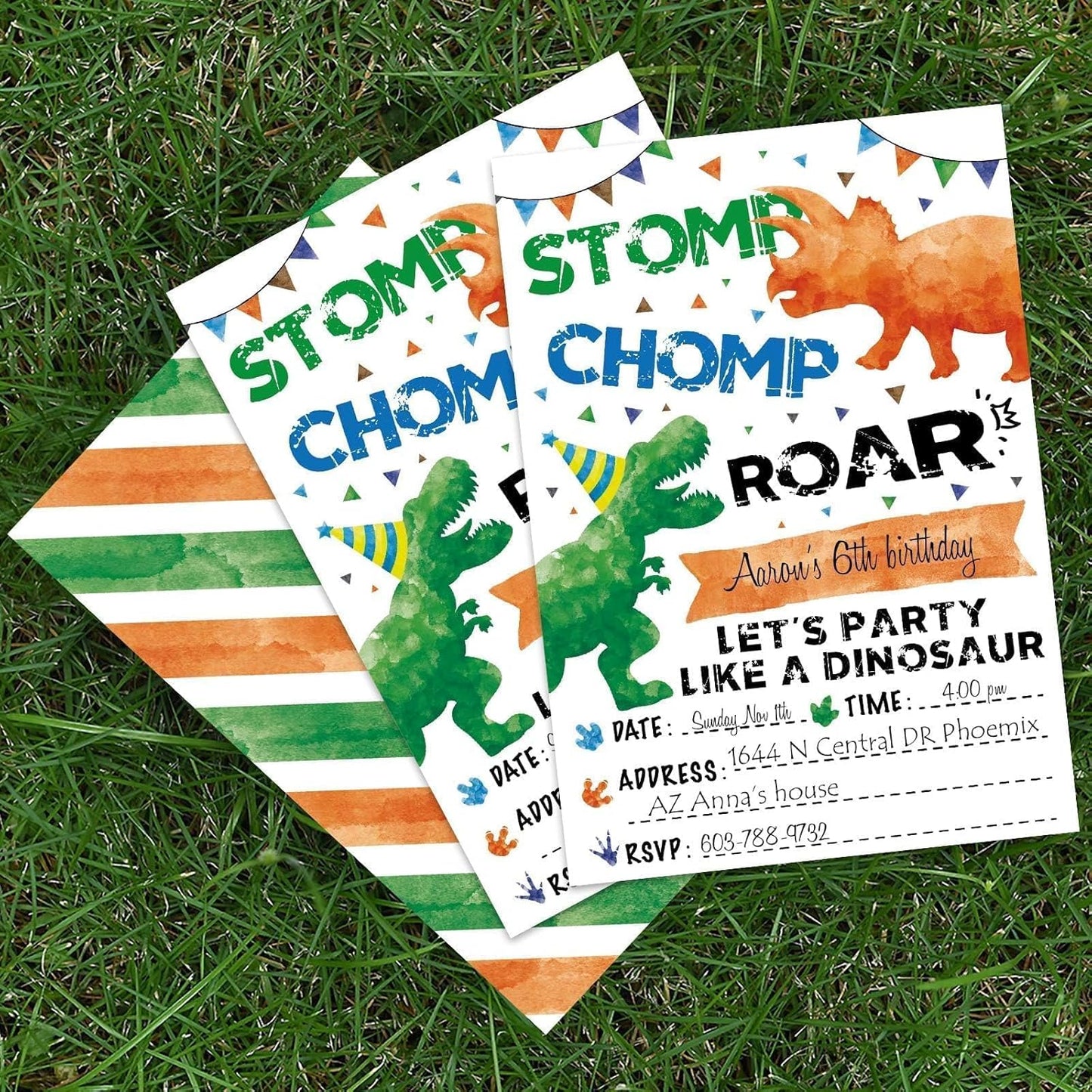 WERNNSAI Dinosaur Birthday Party Invitation Cards - 20 Sets Watercolor Dinosaur Invitations with Envelopes for Boys Kids Dino Party Supplies Fill in T-Rex Invite Cards for Birthday Baby Shower Favors