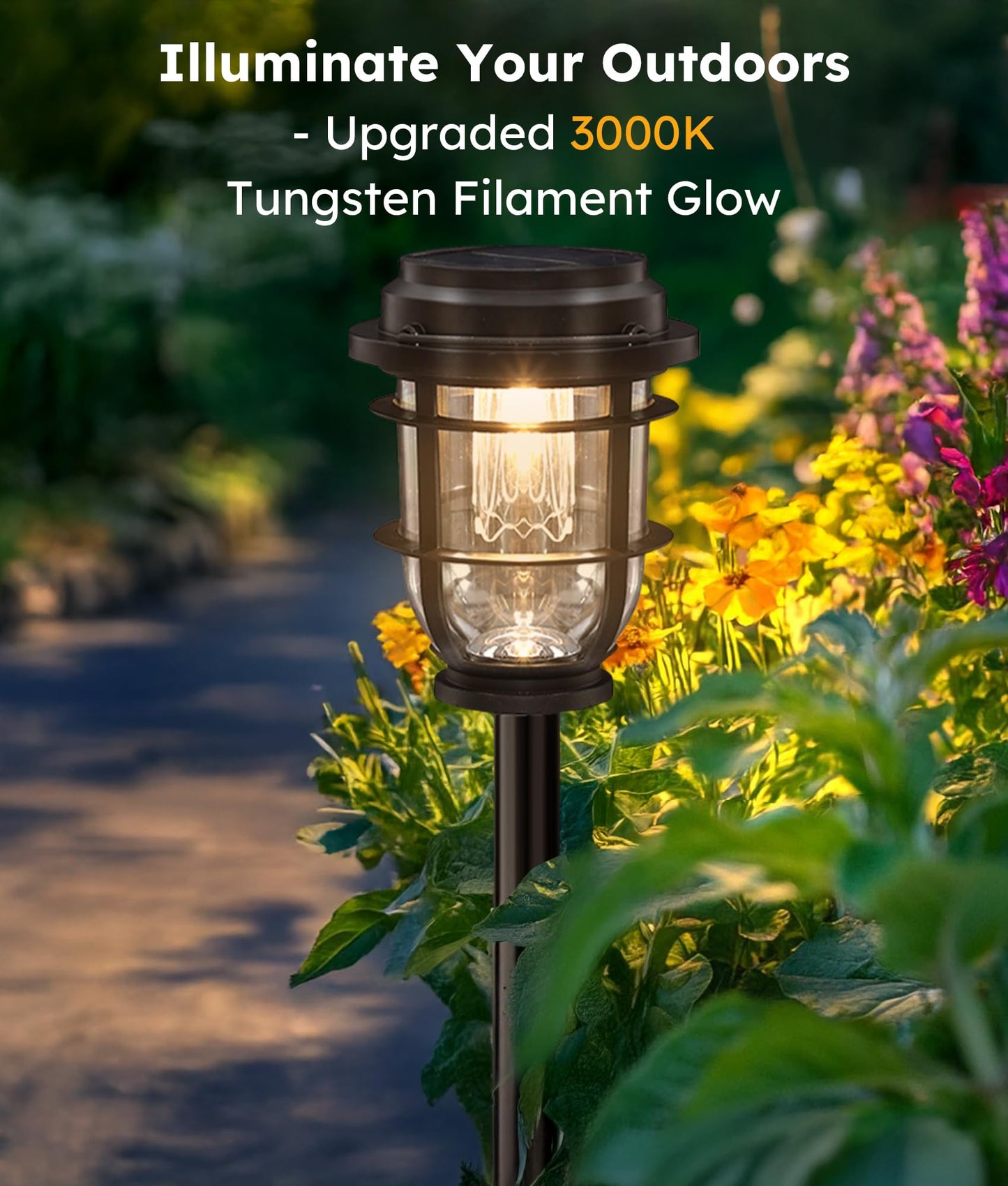 Vuees 2-Pack Solar Pathway Lights  Bright Auto Garden Lights Decor - Durable Landscape Lighting For Lawn  Patio  Walkway  Driveway  Housewarming Gifts Idea