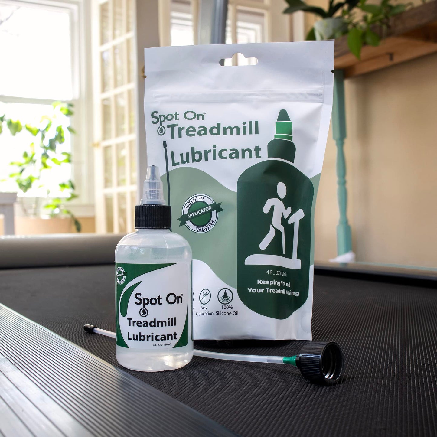 Premium Treadmill Belt Lubricant - Made in The USA - Patented 8 Inch Application Tube and Precision Twist Cap - 100% Pure Silicone - Spot On