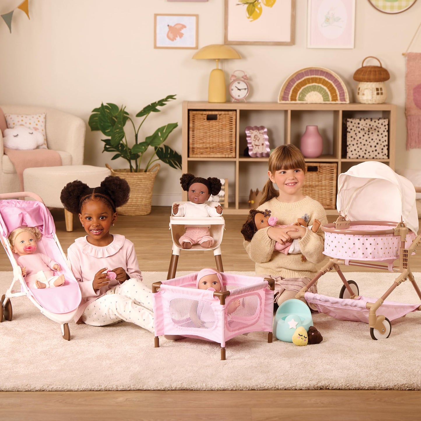 LullaBaby – Pretend Food Set – 10 Pieces Meal Time Accessories – Bib, Spoon & Cloud Food Container – 14-Inch Baby Doll Accessories – Pretend Play 2+ Years– Baby Doll Feeding Set