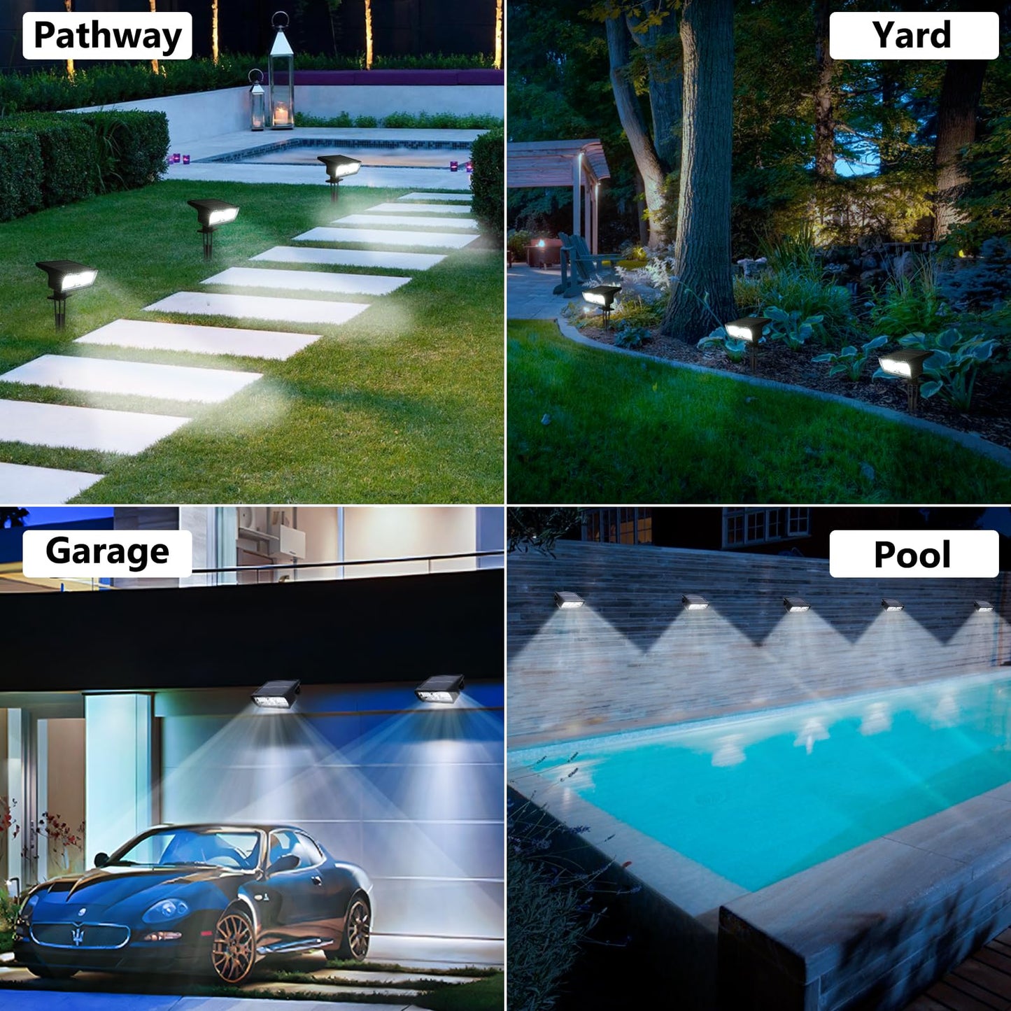 Toodour Solar Spot Light Outdoor  2 Pack Solar Lights Outdoor With 2 Modes  Waterproof Solar Powered Flood Lights Landscape Lighting For Yard Garden Home Pathway Walkway Outdoor Decor - Cool White