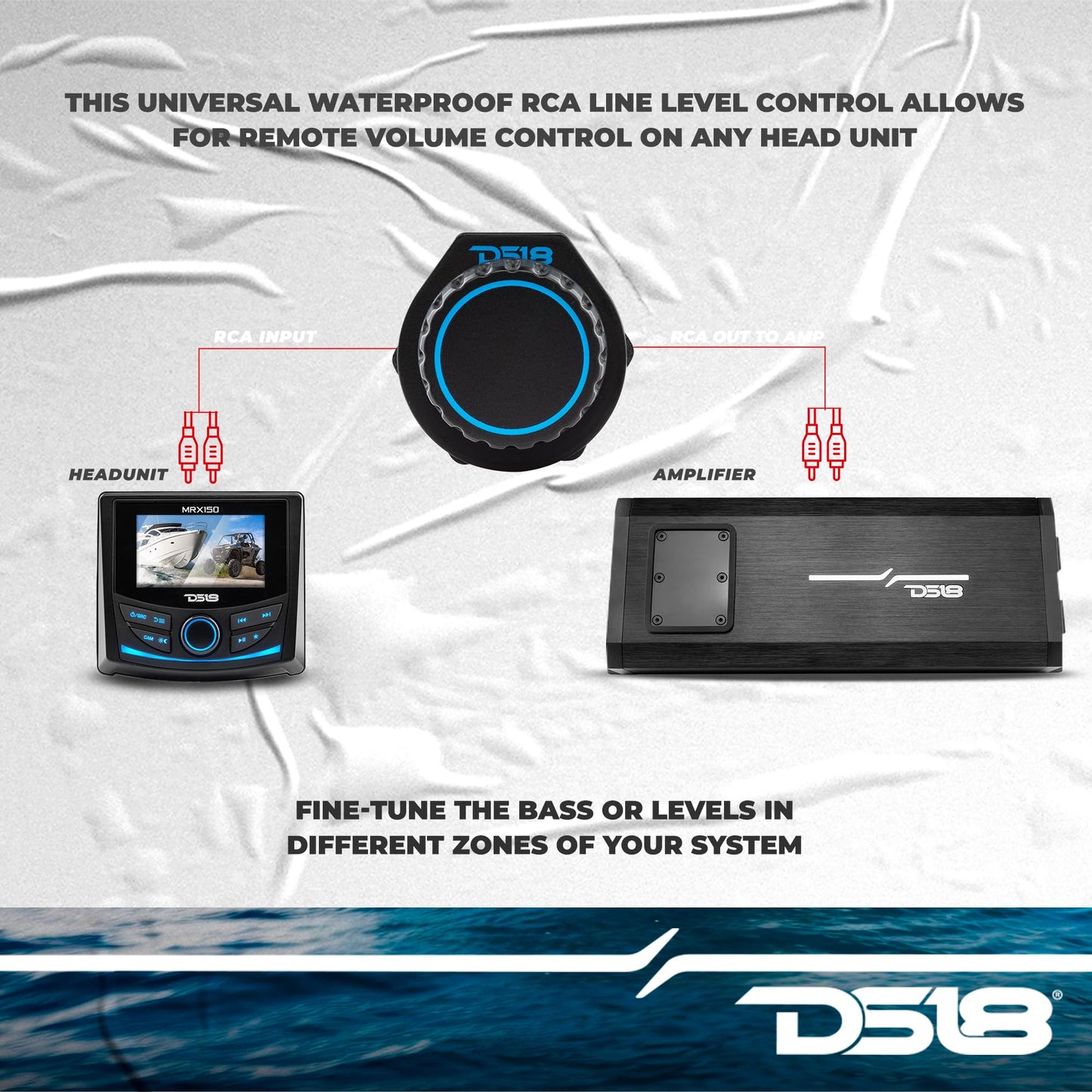 Ds18 Mbkr Marine Bass Knob Remote Gain/Volume - Compatible With Any Source Unit - Bass Knob Level Controller - Universal Rca Lin