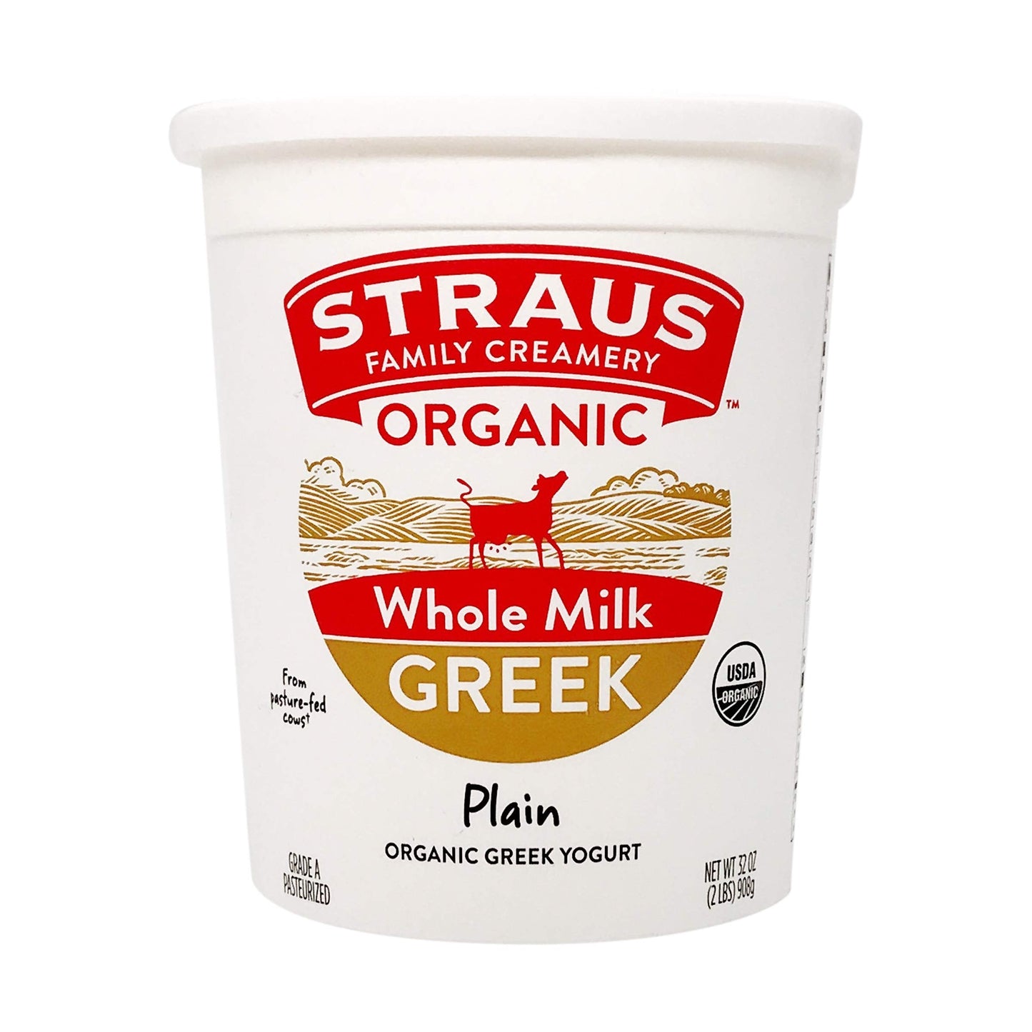 Straus Family Creamery Greek Yogurt, Plain, Organic, 32 oz
