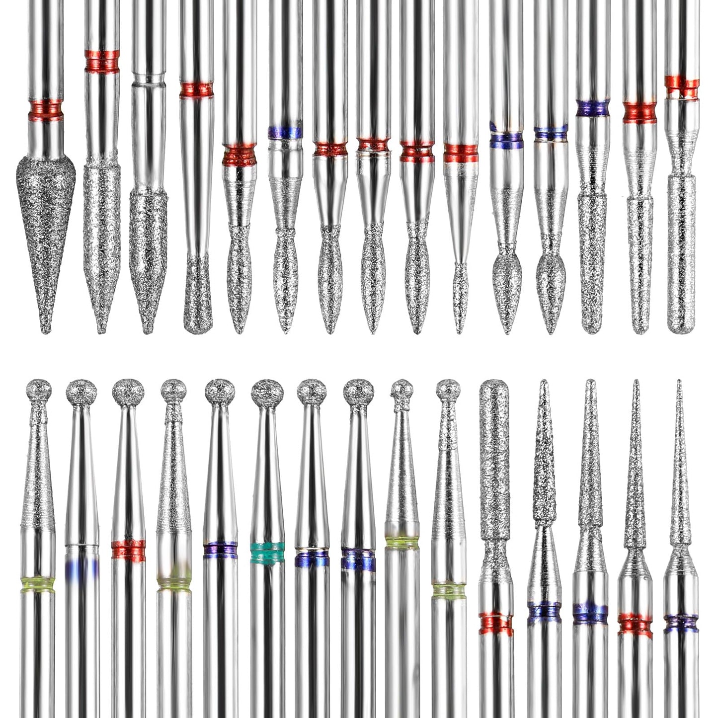 TIESOME 30pcs Diamond Nail Drill Bit Set, 3/32    Professional Stainless Steel & Emery Cuticle Remover for Dead Skin Manicure Pe