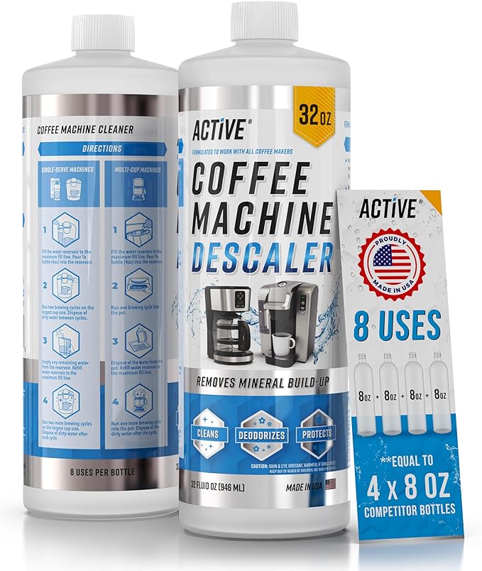 ACTIVE Coffee Machine Descaler Descaling Solution - 32oz (8 Uses) Compatible with Keurig,Nespresso,Breville,Delonghi, Jur...