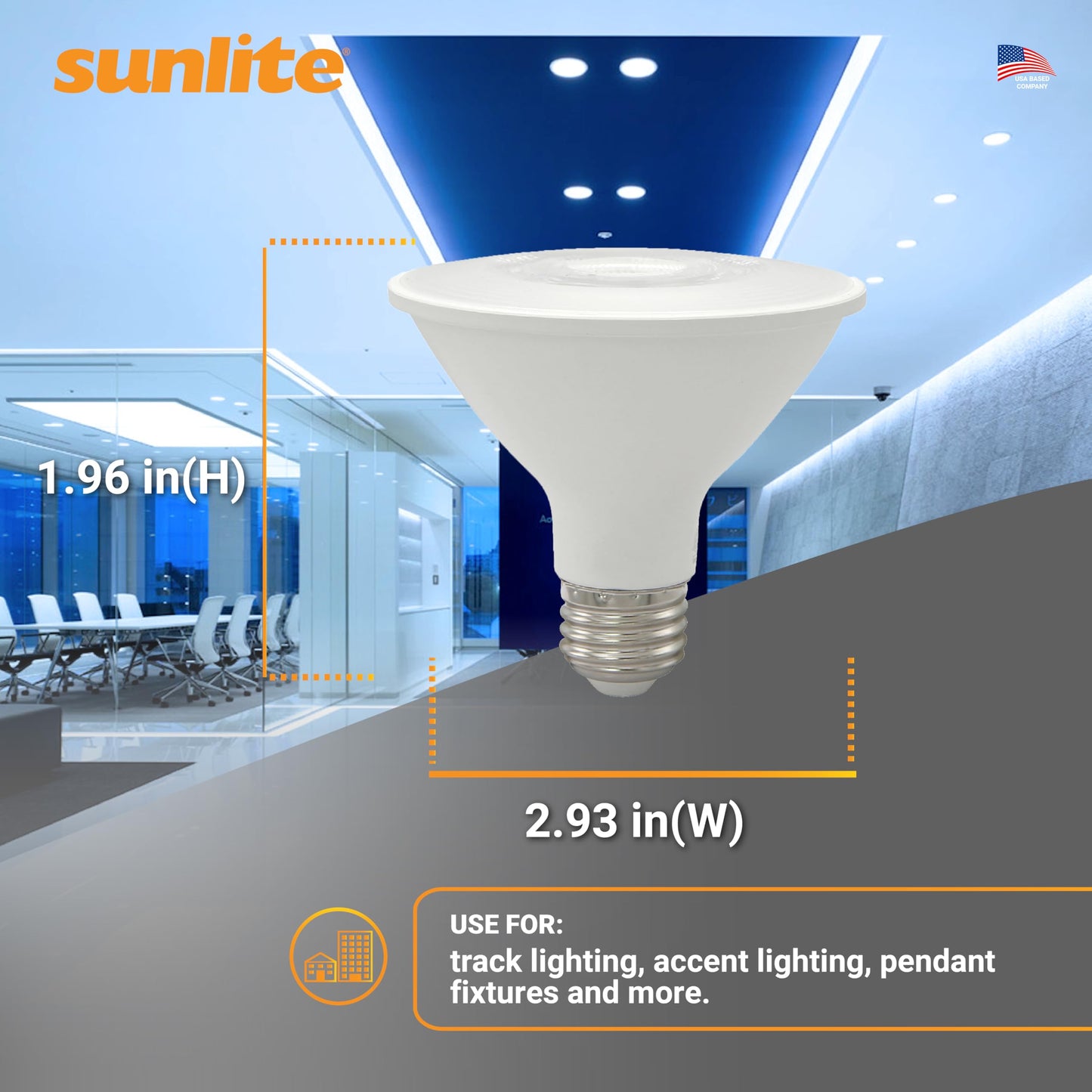 Sunlite Reflector Par30 Led Bulb  Spotlight  9W (75W=)  750 Lmns  Medium E26 Base  90 Cri  Dimmable  Decorative Track Lighting Use  Etl  Title-20 Compliant  Bulk  24 Pack  50K-Daylight