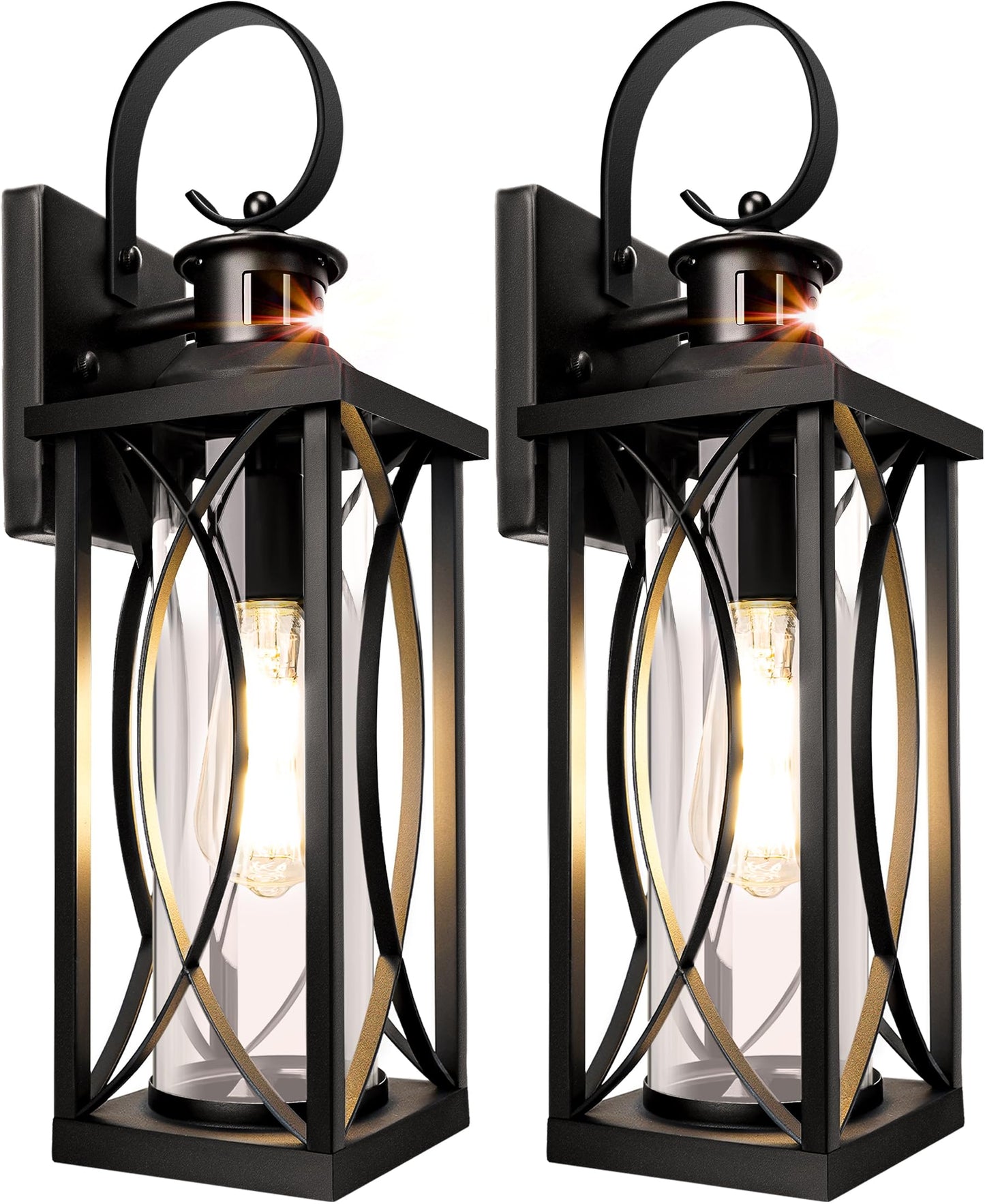 Dbf Motion Sensor Outdoor Wall Lights  2 Pack Outdoor Porch Lights Dusk To Dawn  Anti-Rust Exterior Light Fixture Waterproof With Glass & E26 Socket Wall Sconce For House Garage Patio Doorway  Black