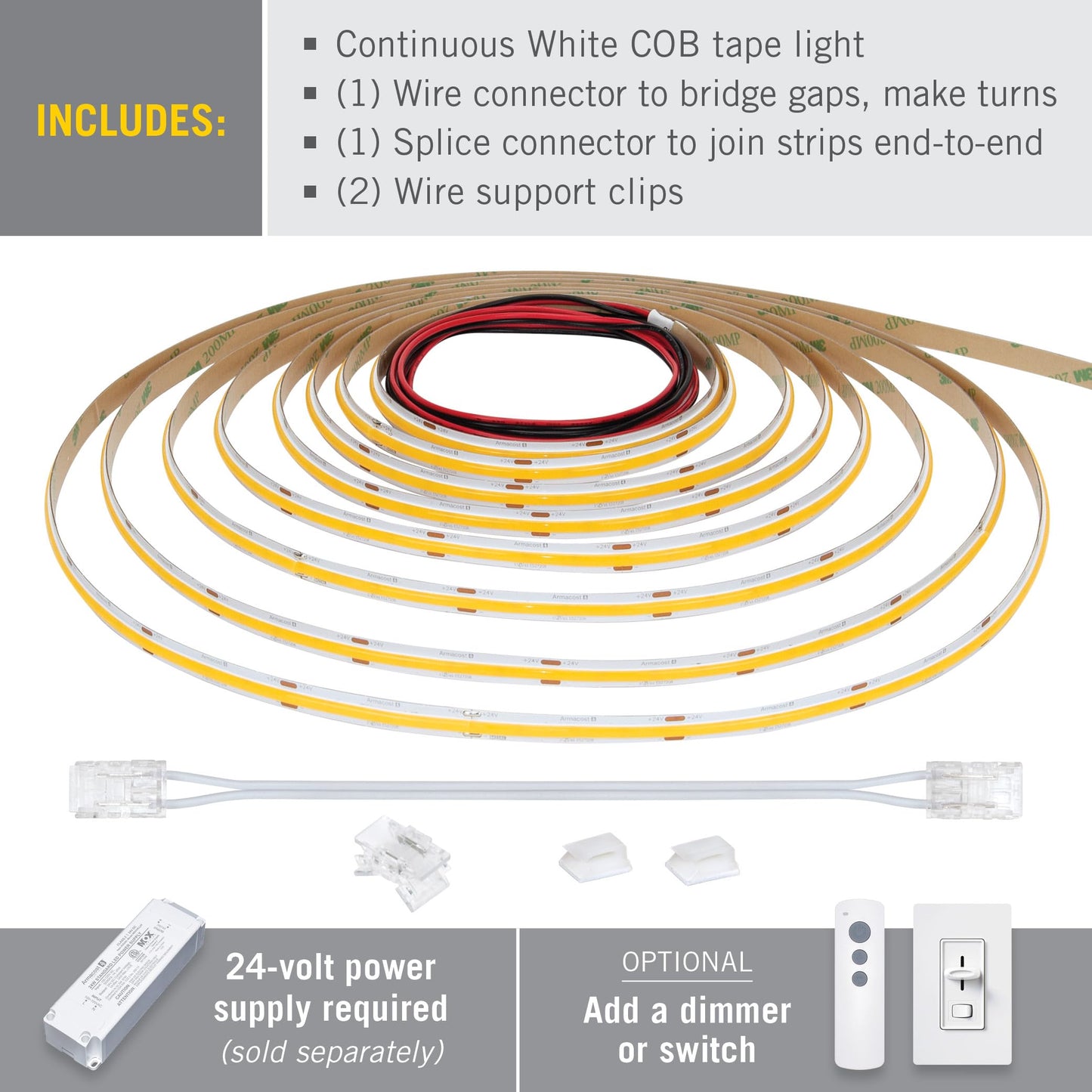 Armacost Lighting Ribbonflex Pro Cob  24V  5000K  315 Lumens/Ft  Ip20  10M 172450