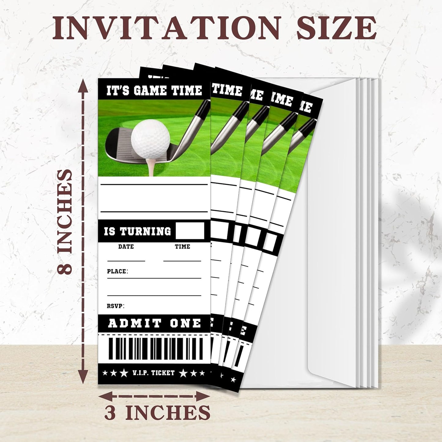 Sports Birthday Cards-20 Golf Game Ticket Invite Cards-Golf Birthday Invitation with Envelopes for Teens kids Adults-Party Favor & Supplies (3×8 inch)-A11