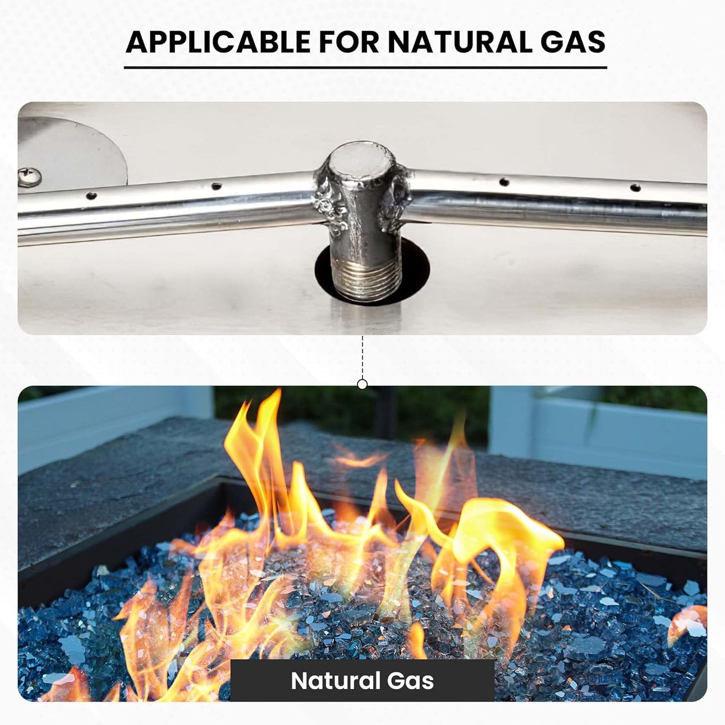 Fire Pit Burner Pan & Ring - Works with Natural Gas - Stainless Steel Fire Pit Burner Kit 22-Inch Pan, 18-Inch Ring - 150,000 BTU Max