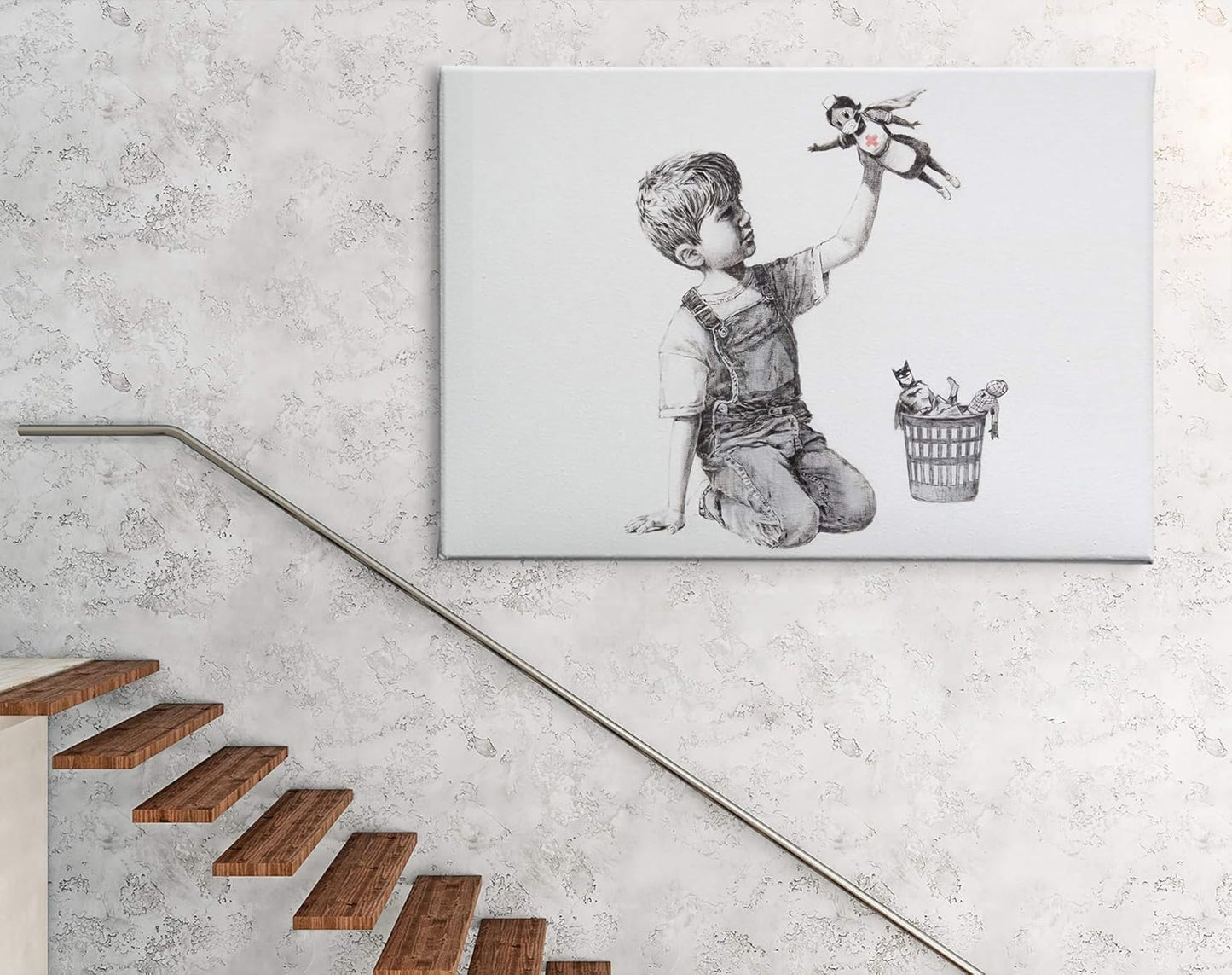 Banksy Super Nurse Hospital Canvas Art Wall Art Home Decor - Various Sizes (18in x 12in Gallery Wrapped)