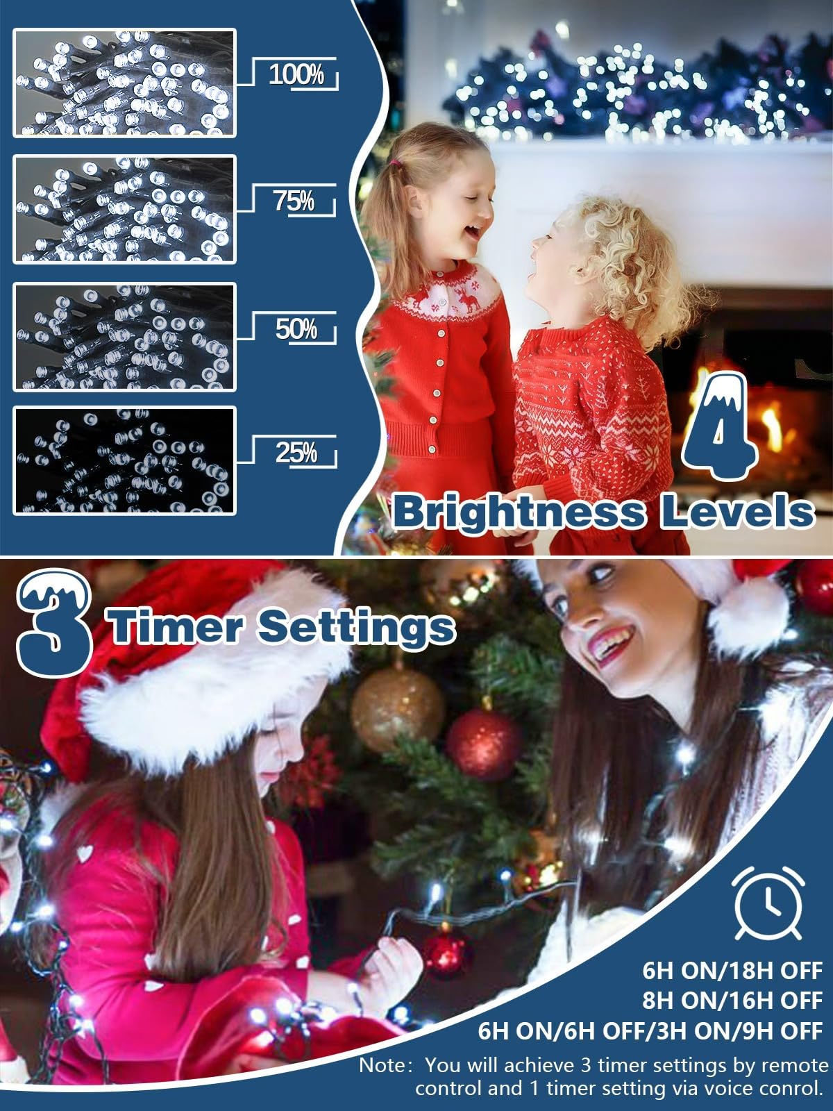 Voice Controlled Christmas Lights With Remote  165 Ft 500 Led String Lights Indoor Outdoor With 12 Modes 3 Timers  Dimmable Twinkle Light Plug In Waterproof For Xmas Tree Party Decor  Cool White