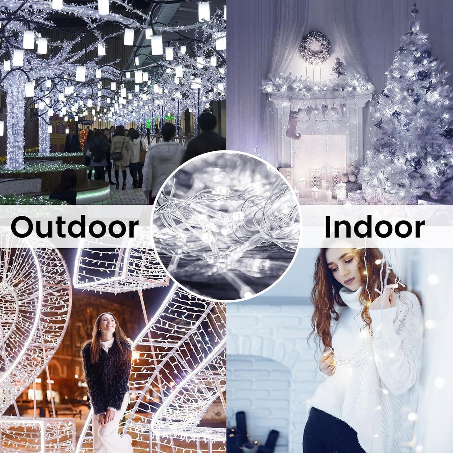 4 Pack Christmas String Lights Battery Operated With Timer  66Ft 200 Led Waterproof Battery Twinkle Lights  8 Modes Fairy Light For Indoor & Outdoor Garland Tree Christmas Decorations (Cool White)