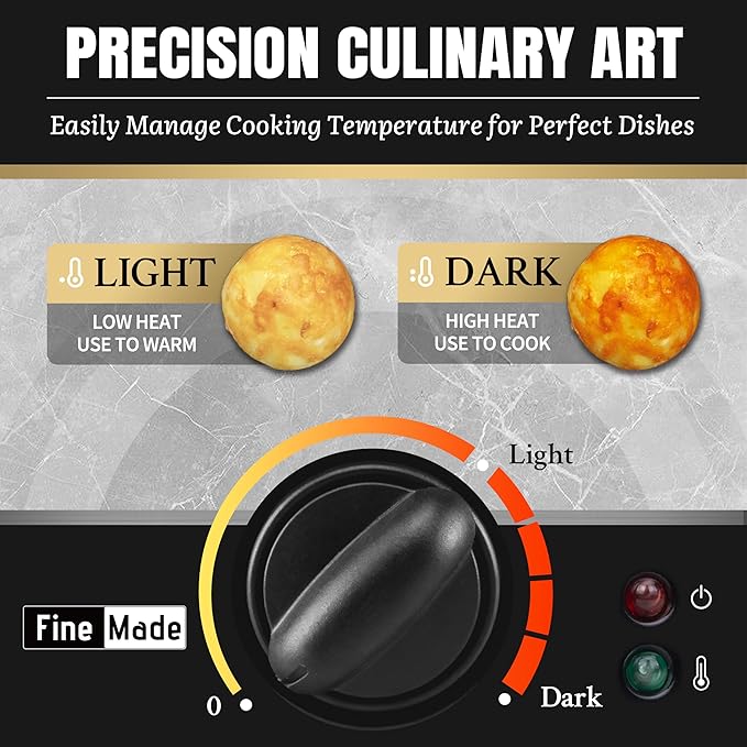 Takoyaki Maker Pan with Temperature Control, Tools and Recipes, Make 18 Japanese Octopus Balls at once, Easy to Use and Store