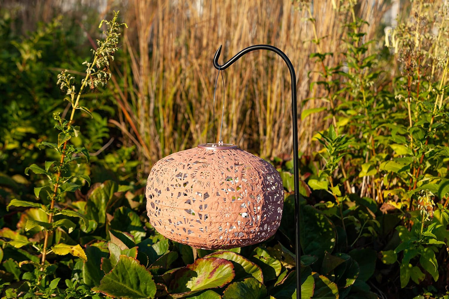 Allsop Soji Stella - Floral Punch - Square Sunflower - 11" Outdoor Solar Lantern - Clay