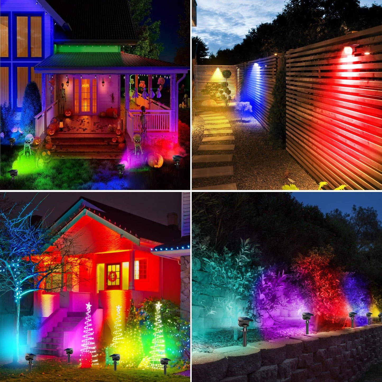 Peasur Solar Spot Lights, 6 Pack Rgb Color Changing, Waterproof For Outdoor Garden & Pathway, 7 Modes, Multicolor