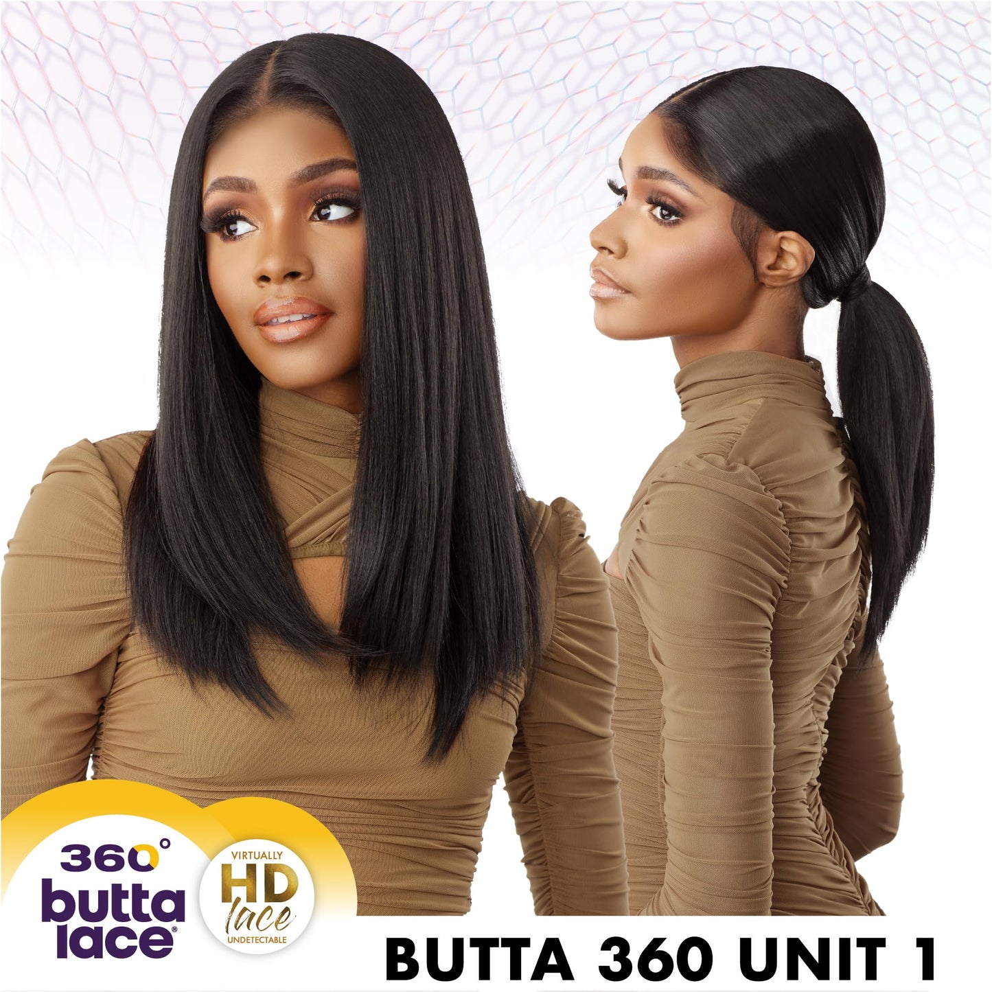 Sensationnel Butta 360 Lace Wigs - Unit 1 Wider Parting 360 Degree Lace Glueless Synthetic Preplucked Hairline (1B OFFBLACK)