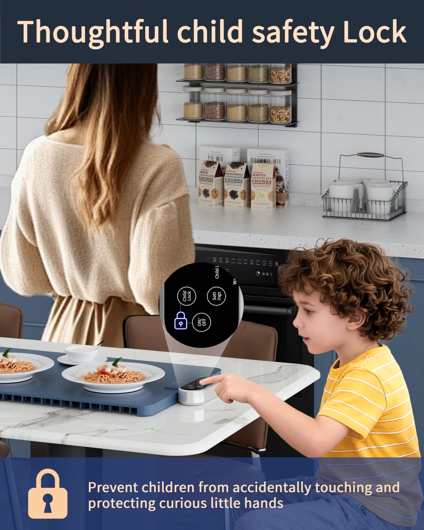 Food Warming Mat, Silicone Full Surface Heating Warming Mat for Food with 6 Temperature Settings, Timer and Child Lock, Electric Roll Up Food Warmers Tray for Parties Buffet,Home and Commercial Use.