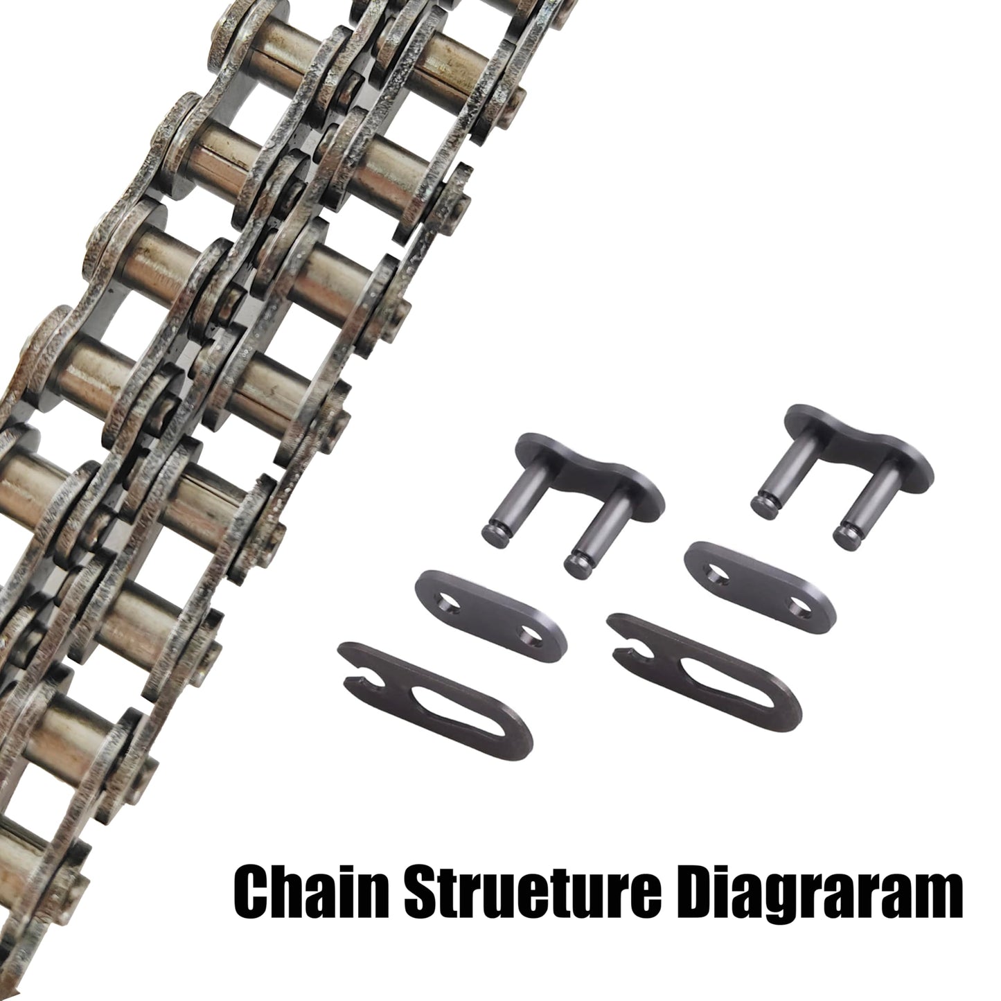 AZSSMUK #35 Roller Chain - 5 Feet Carbon Steel Material with 2 Connecting Links Industrial Chain - 160 Links
