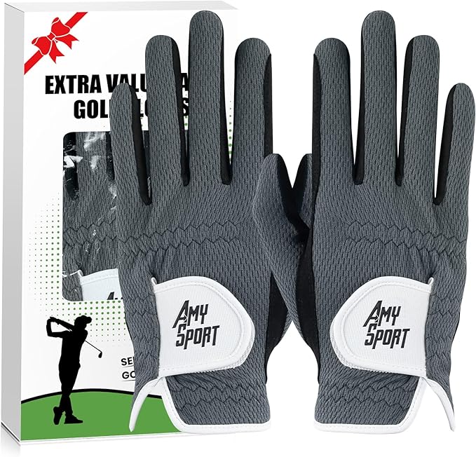 Amy Sport Golf Gloves Men Pair Left and Right Both Hand Rain Grip Lh Rh Weathersof No Sweat All Weather Grips Soft Comfort...