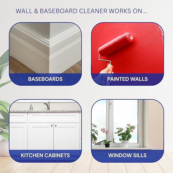 Wall Cleaner Spray - Effective on Painted Walls & Baseboards | Kitchen Cabinet Cleaner | Made in USA | Family & Pet Friendly | Must-Have for Parents & Teachers (24oz.)
