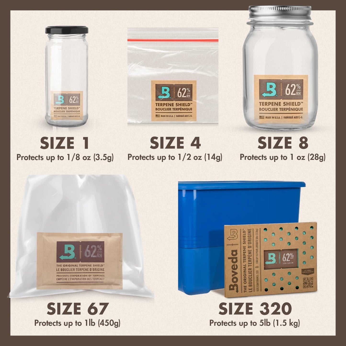 Boveda 58% Two-Way Humidity Control Packs For Storing 1 Oz - Size 8 - 10 Pack - Moisture Absorbers For Small Storage Containers
