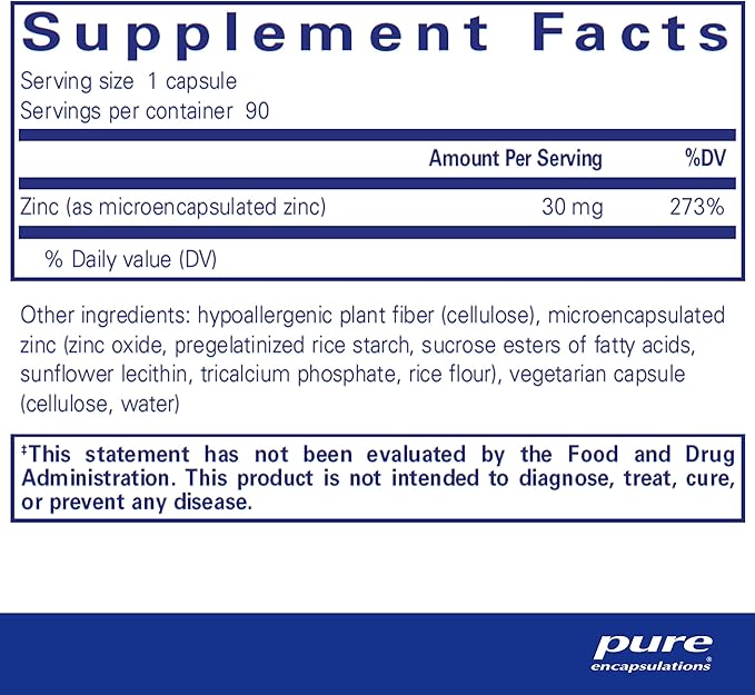 Pure Encapsulations UltraZin Zinc | Enhanced Absorption Mineral Support for Metabolism and Immune Health* | 90 Capsules