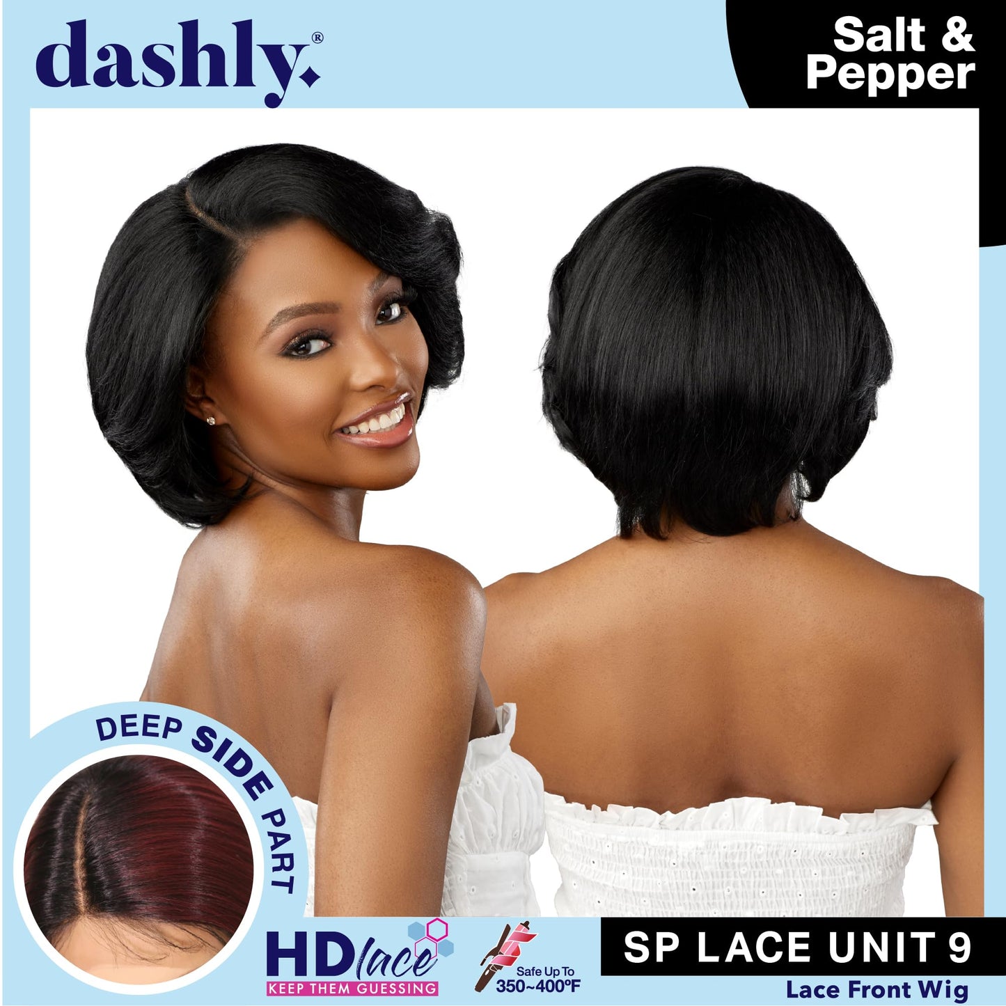 Sensationnel Dashly Lace Saltandpepper Wig - Sp Unit 9 Hand Tied Laceparting Ear to Ear Synthetic (HL280/44)