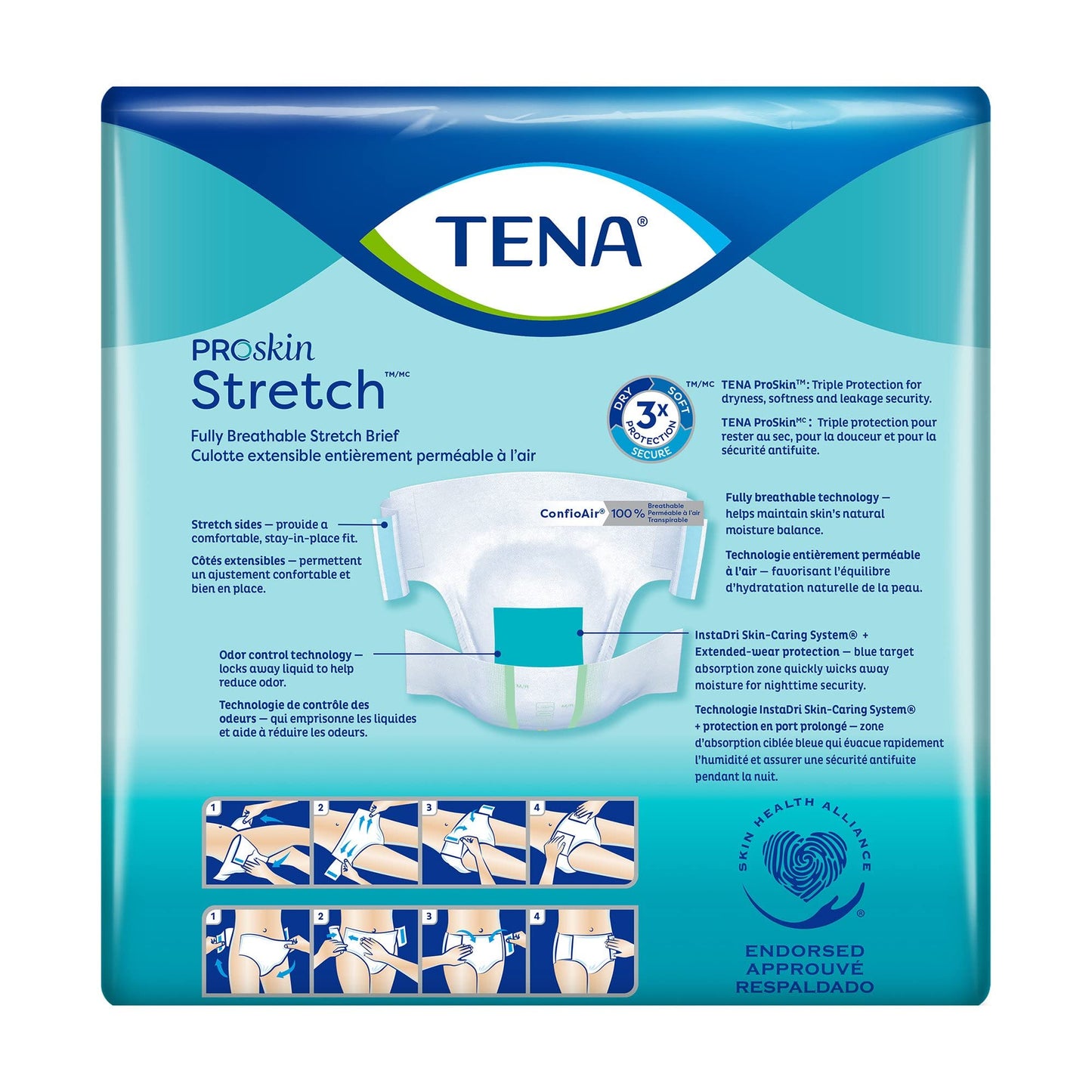 TENA Stretch Super Briefs, Incontinence, Disposable, Heavy Absorbency, Large/XL, 28 Count, 2 Packs, 56 Total