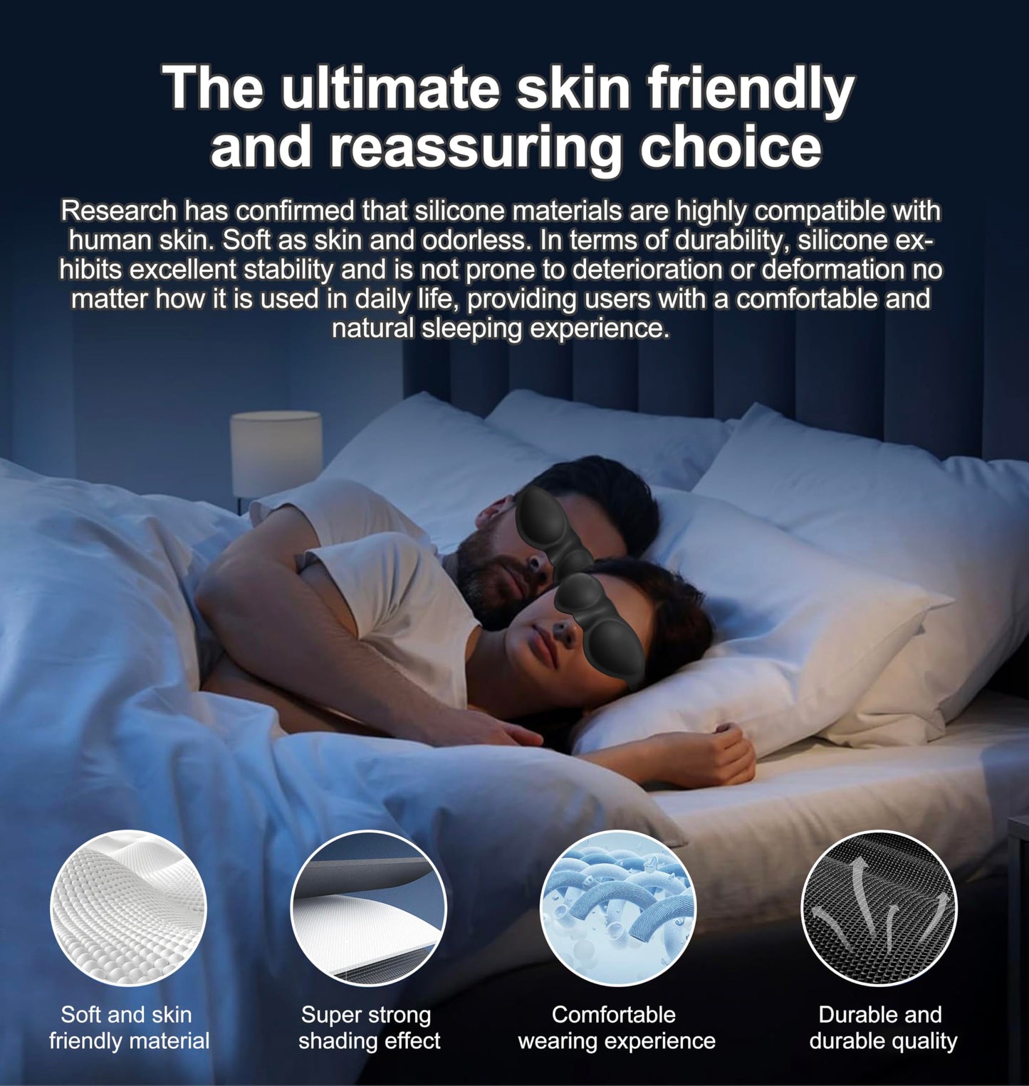 Soft Silicone Sleep Mask for Dry Eyes, Moisture Chamber Reusable Washable Eye Mask, Lightweight & Comfortable for Insomnia, Yoga, Meditation, Naps, Travel and Stress Relief