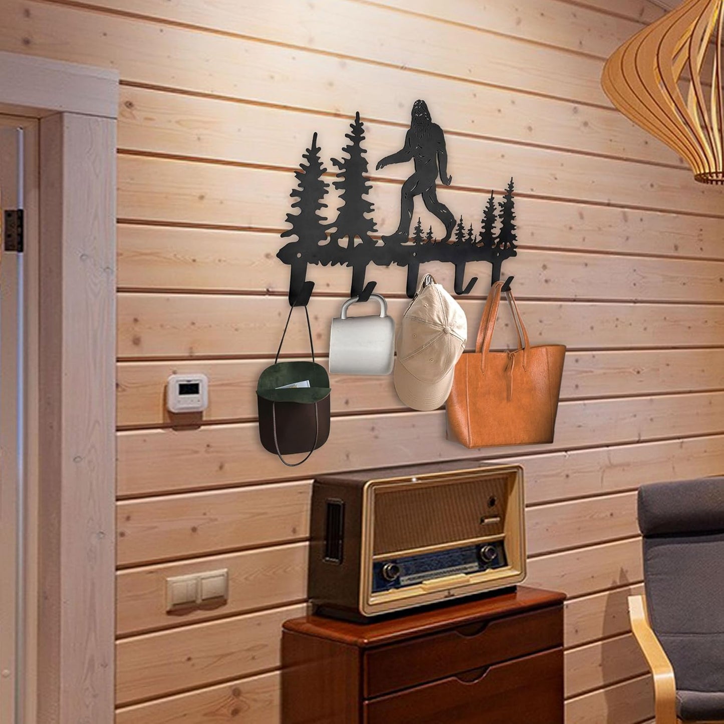 Bigfoot Sasquatch Metal Coat Hooks Wall Mount-Bigfoot Sasquatch Hangers and Key Holder-Clothes Hat Rack and Backpack Hanger Decor for Storage, Living Room, Hallway, Office Gift