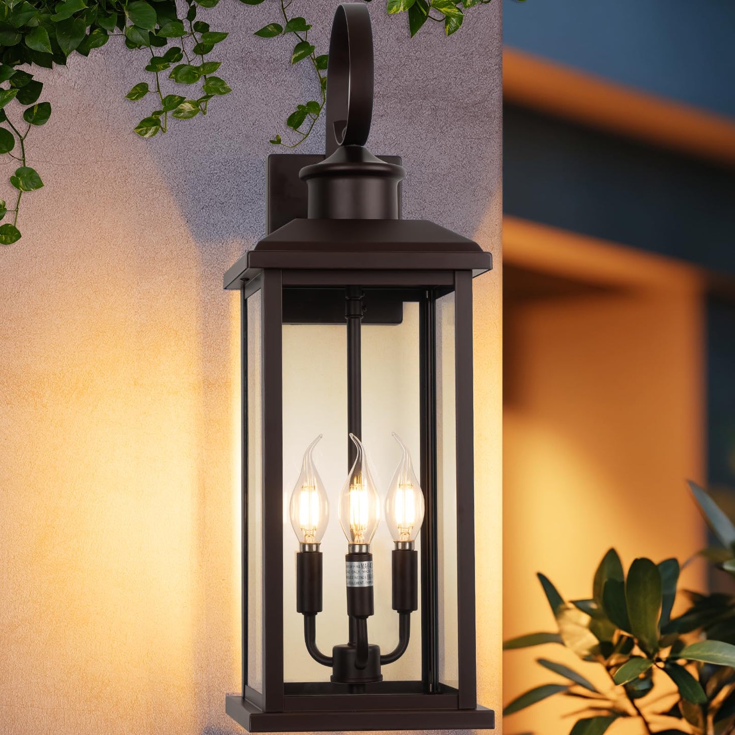 Siafavoi 24 Outdoor Lighting Fixture- Bronze 3-Light Exterior Lighting Fixture Waterproof Modern Porch Sconce  Outside Lantern For House Garage Patio E12 Base