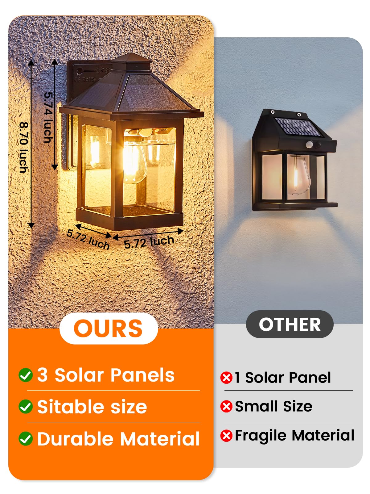 Luhlee Solar Porch Lights Outdoor 1 Pack Motion Sensor Solar Wall Lights Ip65 Waterproof Wall Sconce Lights Outdoor With 3 Lighting Modes For House  Porch  Front Door  Garage  Shed  Patio