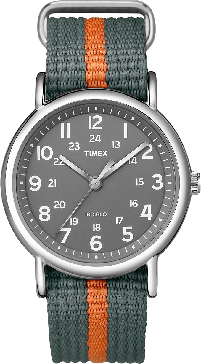 Timex Weekender 38mm Unisex Analog Watch | INDIGLO Backlight | Adjustable Durable Nylon Fabric Slip Through Strap | 24 Hou...