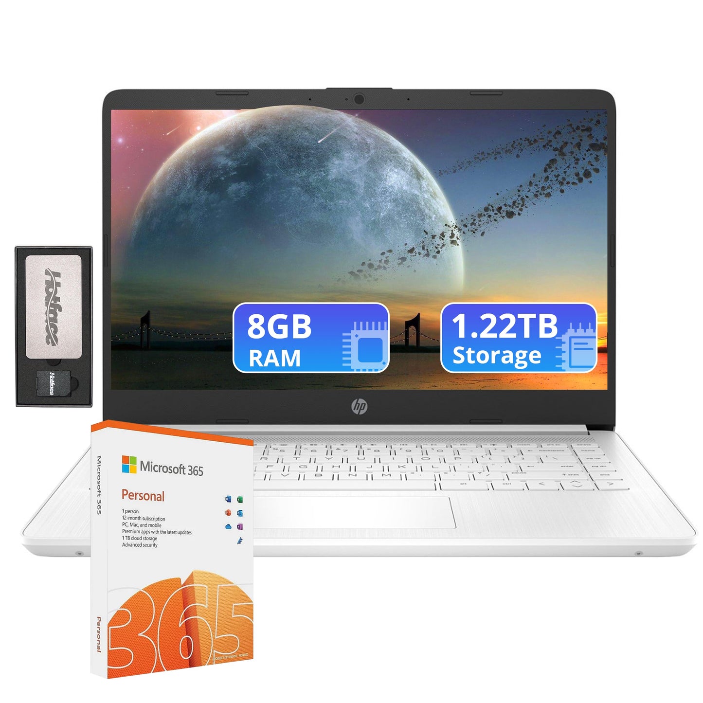Hp Flagship 14 Hd Laptop With 1 Year Office 365 | 8Gb Ram | 1.22Tb Storage(64Gb Emmc & 160Gb Docking Station Set & 1Tb Cloud Sto