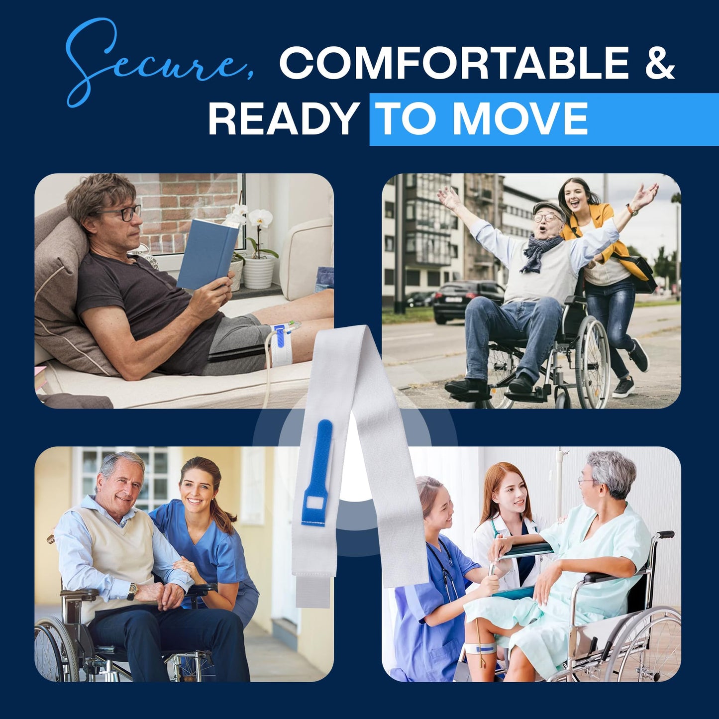 ViDava 3 Pack Foley Catheter Leg Strap, with Silicone to Reduce Slipping, Secure Your Urinary Catheter with ViDava Catheter Straps 23" Long x 2" Wide