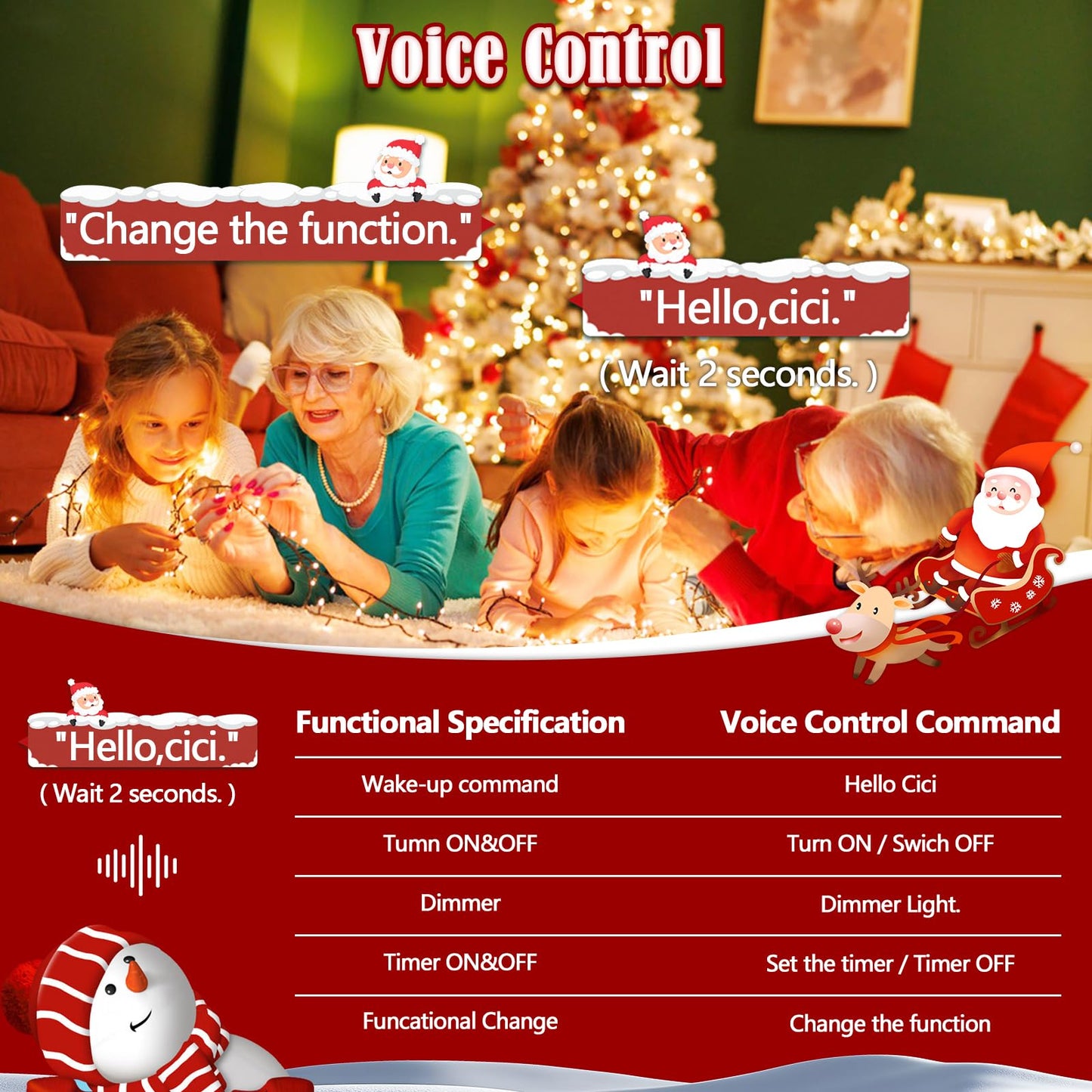 Voice Control 88Ft 240Led Smart Christmas String Lights Outdoor/Indoor | String Lights Plug In With Remote  12Modes  7Voice Commands & Timers  Christmas Twinkle Light For Xmas Tree Decor (Warm White)