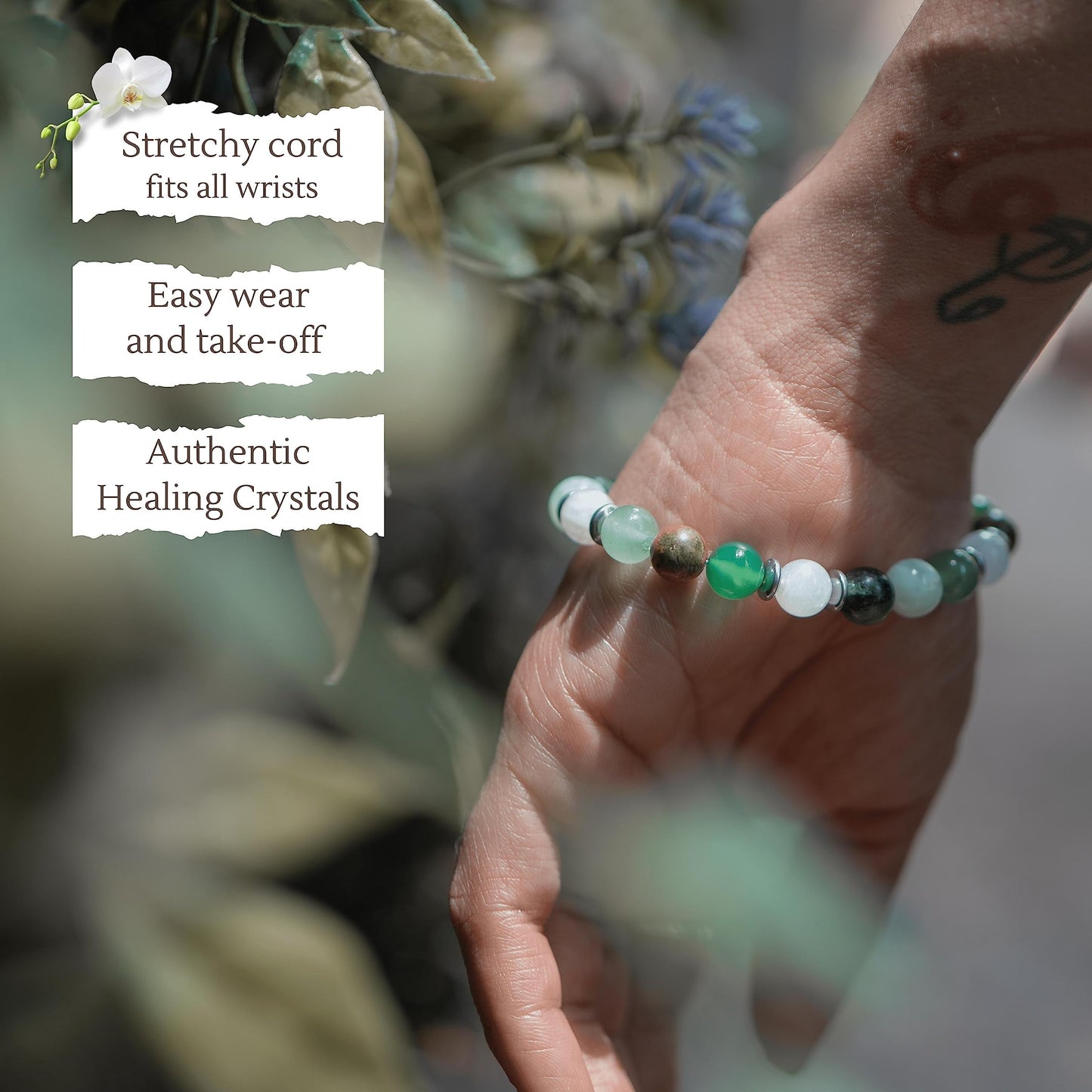 Mother's Ray Fertility Bracelets For Women - Natural Crystals and Gemstones - 8mm Beaded Stretch Bracelet - One Size Fits All - Infertility Gifts For Women IVF Must Haves