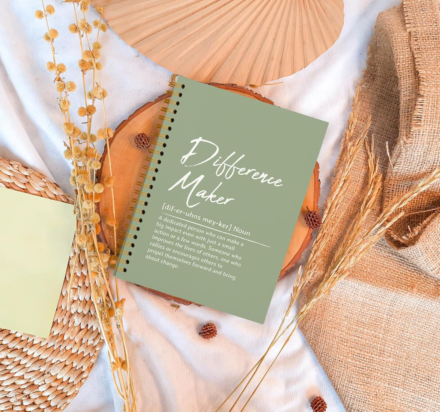 OXW Sage Green Notebooks for Work, Difference Maker Gift Meeting Notebook Journal for Writing, Employee Appreciation Gifts, Thank You Gifts for Women Men Leader Mentor Boss Manager, 5.5"x8.3"