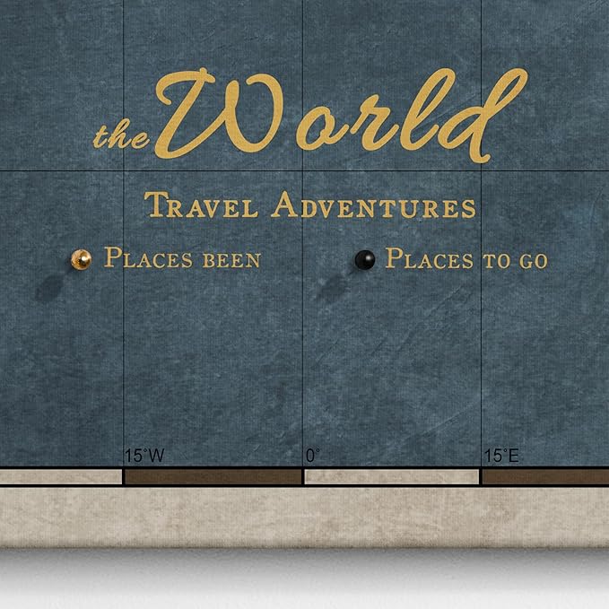 Canvas World Map with Cork Pin Board - English Lettering - Decorative Wall Decoration for All Rooms - Canvas Pictures with World Map Motif (150x100 cm, Pattern 18)