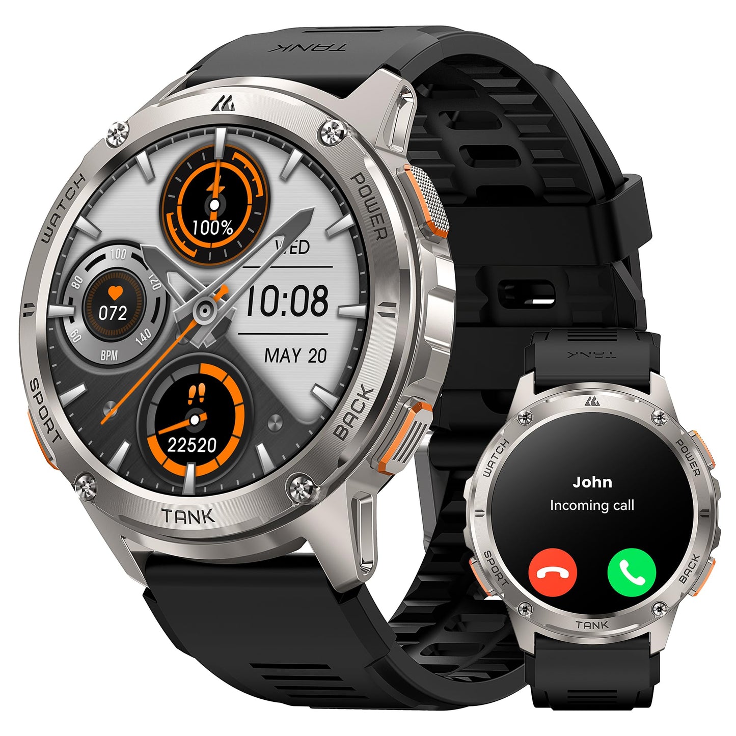 KOSPET Smart Watch for Men, 60 Days Extra-Long Battery, 50M Waterproof Rugged Military Smartwatch (Answer/Make Calls), 170 Sports Mode 1.43” AMOLED Display Fitness Watch-Voice Assistant