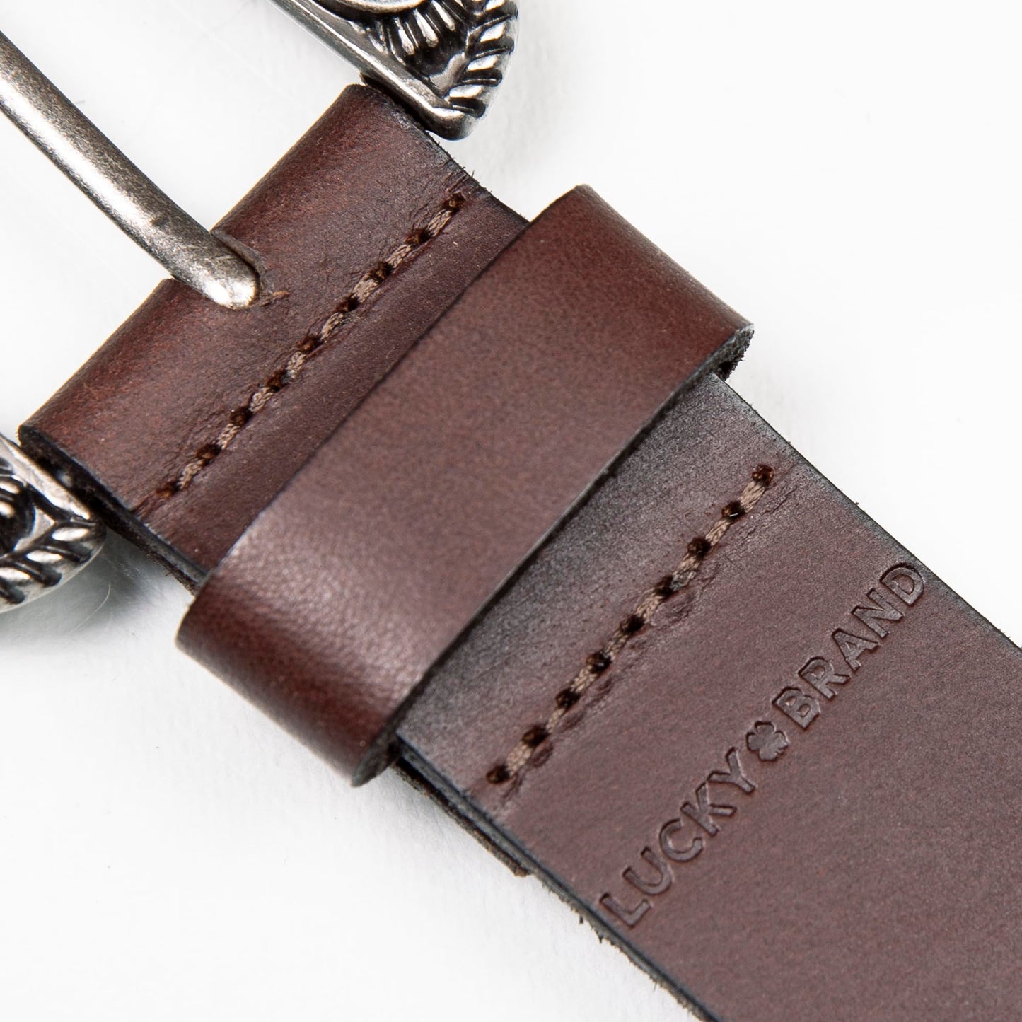 Lucky Brand Women Western Style Fashion Leather Belt with Metal Buckle, Turquoise Stud-Brown, Small