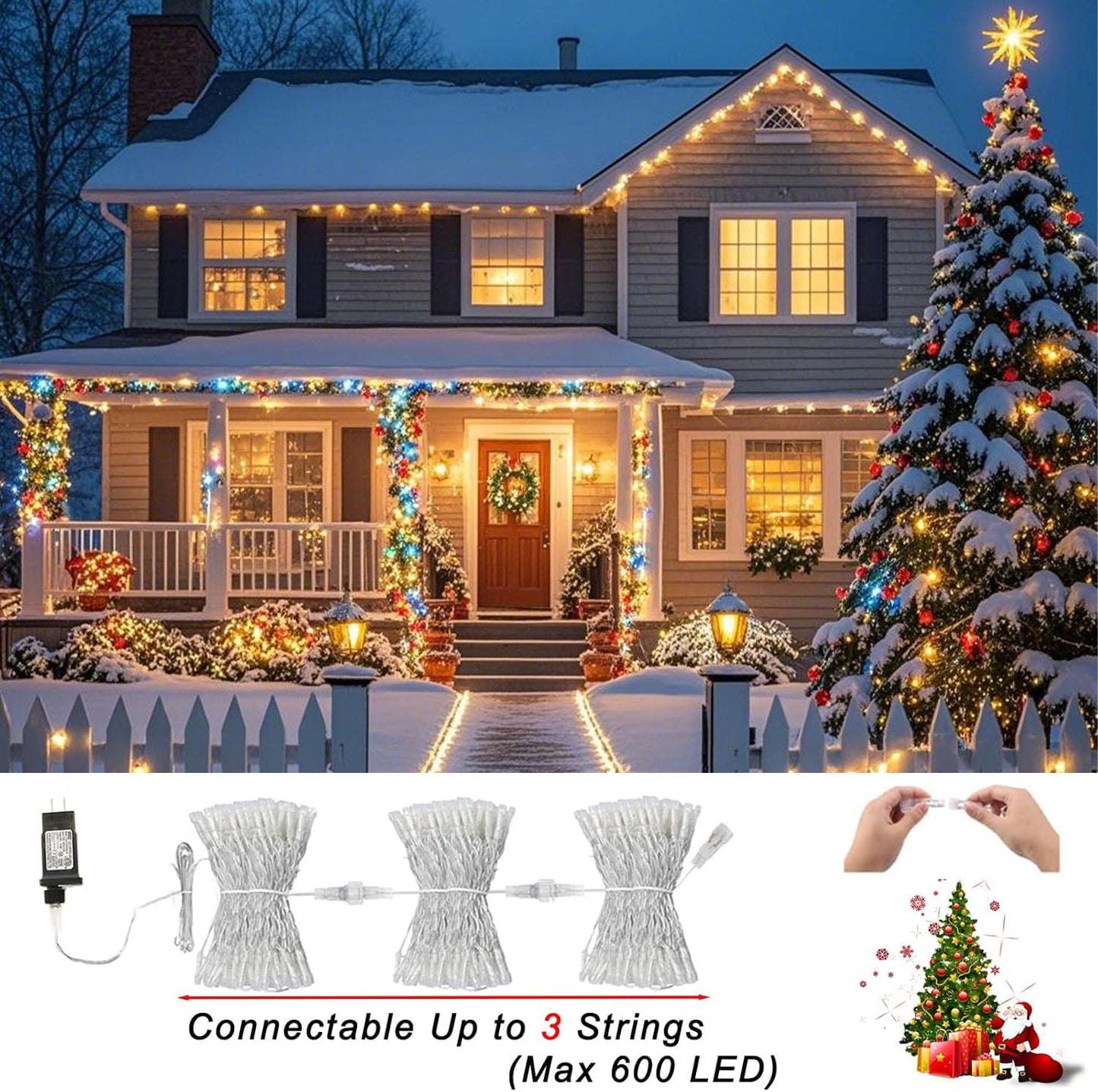Pooqla Color Changing String Lights, 66FT, 200LED, RGB with Remote, Clear Wire, Model LR-(1-1000) L-SL02