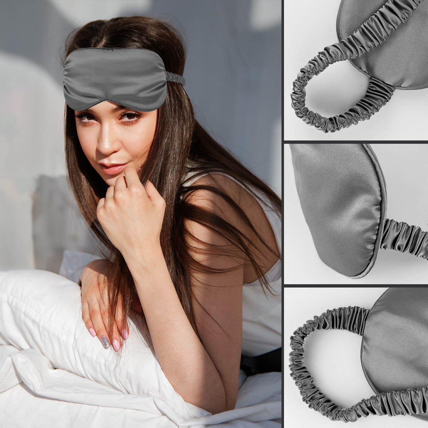 1 Pcs Silk Sleep Mask, Soft Eye Mask with Elastic Strap, Lightweight Blindfold for Men, Women, Travel, and Naps (Dark red)