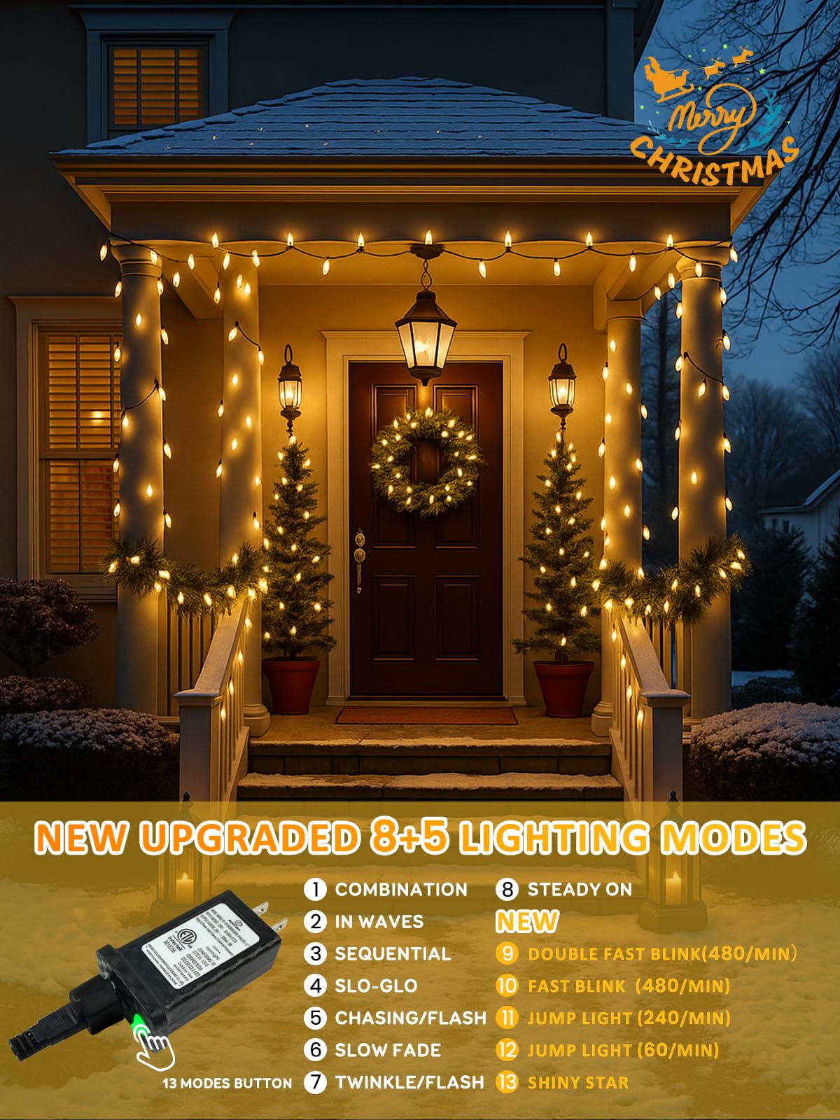 Upgraded 250 Led C6 Connectable Warm White Christmas String Lights  82Ft Waterproof Christmas Twinkle Light Outdoor  Plug In Fairy Lights Indoor With 13 Modes & Timer For Christmas Tree Decorations
