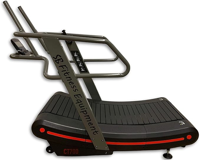 SB Fitness Equipment CT700 Self Generated Manual Curved Commercial Treadmill with 8 Resistance Levels for Sprinting and Sl...