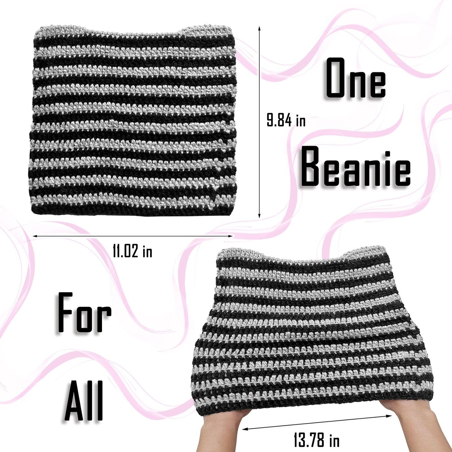 Y2K Beanie for Women Crochet Hat with Cat Ear Cute Fox Hat Vintage Grunge Accessories Knit Cap Slouchy Beanie Green
