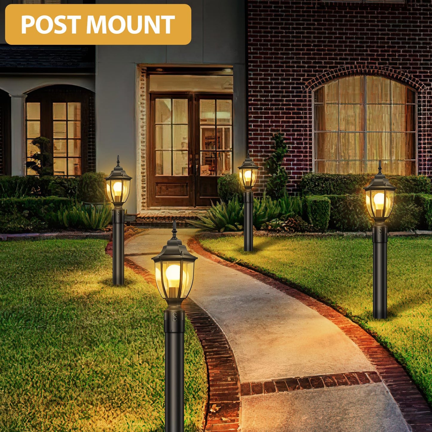 Lamomo 2 Pack Motion Sensor Outdoor Post Lights  Dusk To Dawn Lamp Post Light Fixture  Waterproof Aluminum Lamp Posts Outdoor Lighting Pole Lantern For Yard Patio Pathway Garden