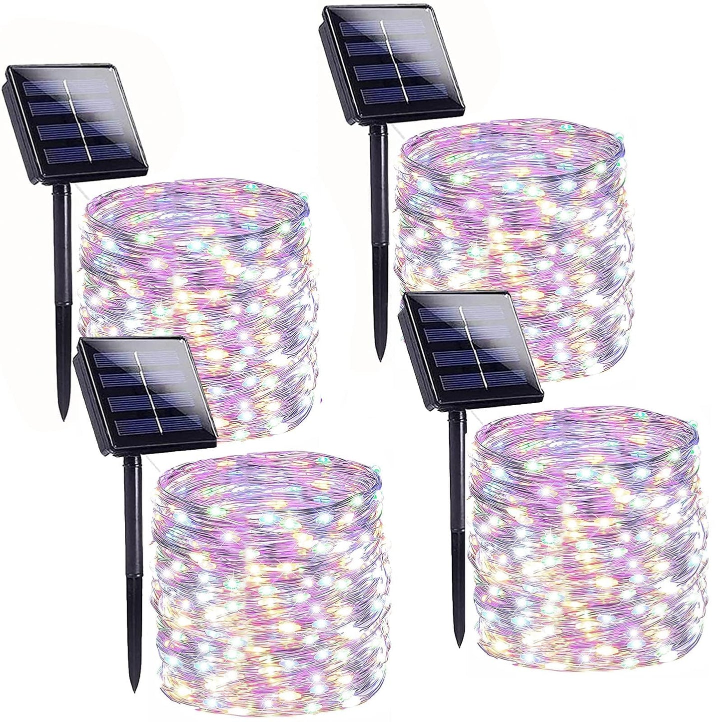 BHCLIGHT Solar String Lights, 288FT 800 LED, Waterproof Copper Wire, 8 Modes, 4 Pack, Multicolor, Model SSLCW