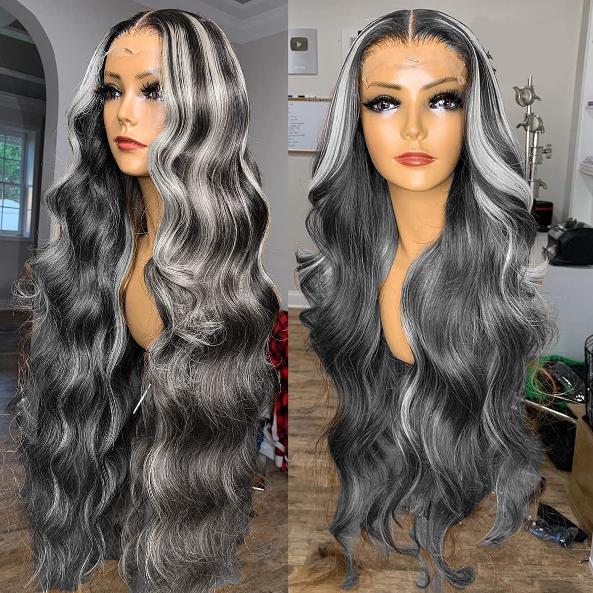 Lagalaga Bundles Human Hair 26 28 30 Inch Body P1B/GREY Human Hair Bundles Unprocessed Brazilian Virgin Hair Quick Weave Hair fo